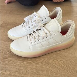 Adidas White Sneakers with Red Interior 11